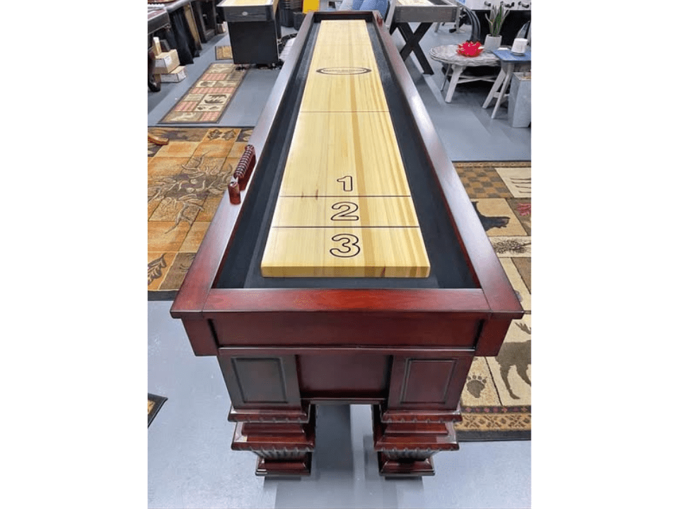 "The Prestige" Shuffleboard by Berner Billiards, Mahogany, 9ft, 12ft by Berner Billiards - Shuffleboard Tables