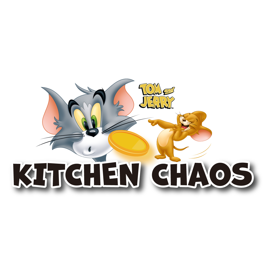 Tom &amp; Jerry Kitchen Chaos Air Hockey Table Game by Namco – Multi-Puck Arcade Action | Fast-Paced Family Fun | Cartoon-Themed LED Cabinet.