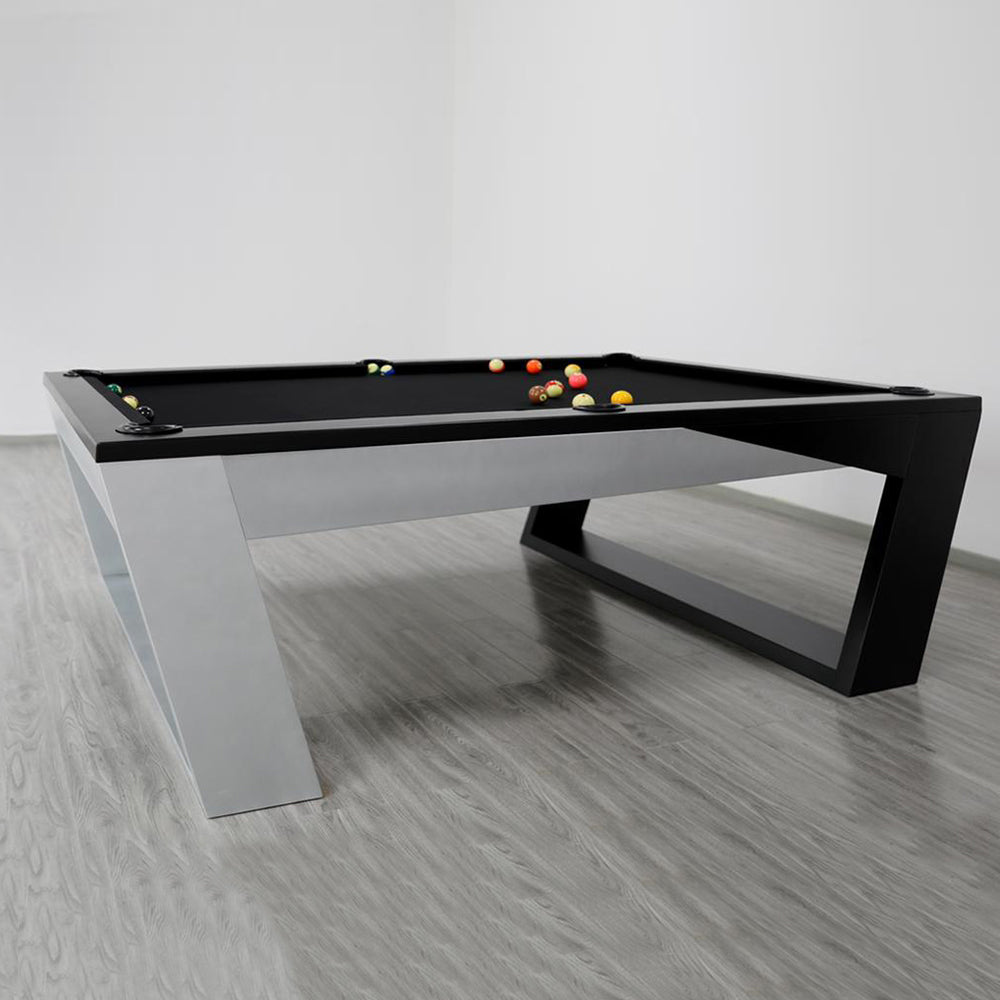 Valenti Luxury Billiards Table – Modern Minimalist Pool Table | Hand-Rubbed Lacquer Finish | Tuscany Leather Drop Pockets | Customizable Design.