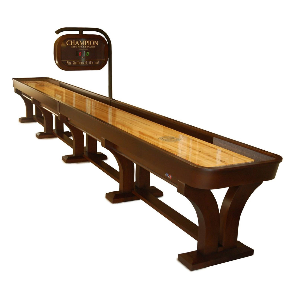 Venetian Shuffleboard Table with old-world craftsmanship and Champion’s Signature Playfield.