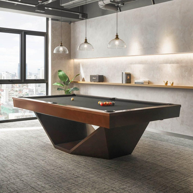 Olics Luxury Slate Pool Table – Modern Minimalist Billiards Table | Solid Hardwood Frame | 3-Piece Precision Slate | Leather Drop Pockets.