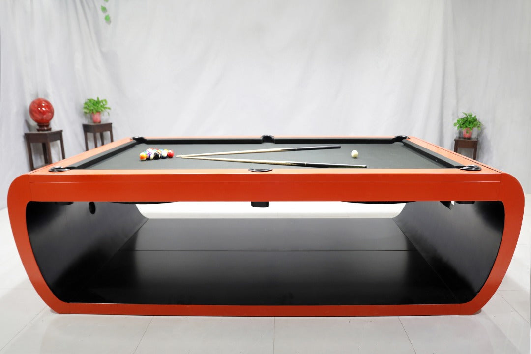Aldo Luxury Billiards Table - Modern Slate Pool Table | Solid Hardwood Frame | Professional 3-Piece Slate | Leather Drop Pockets | Matte or High-Gloss Finish.
