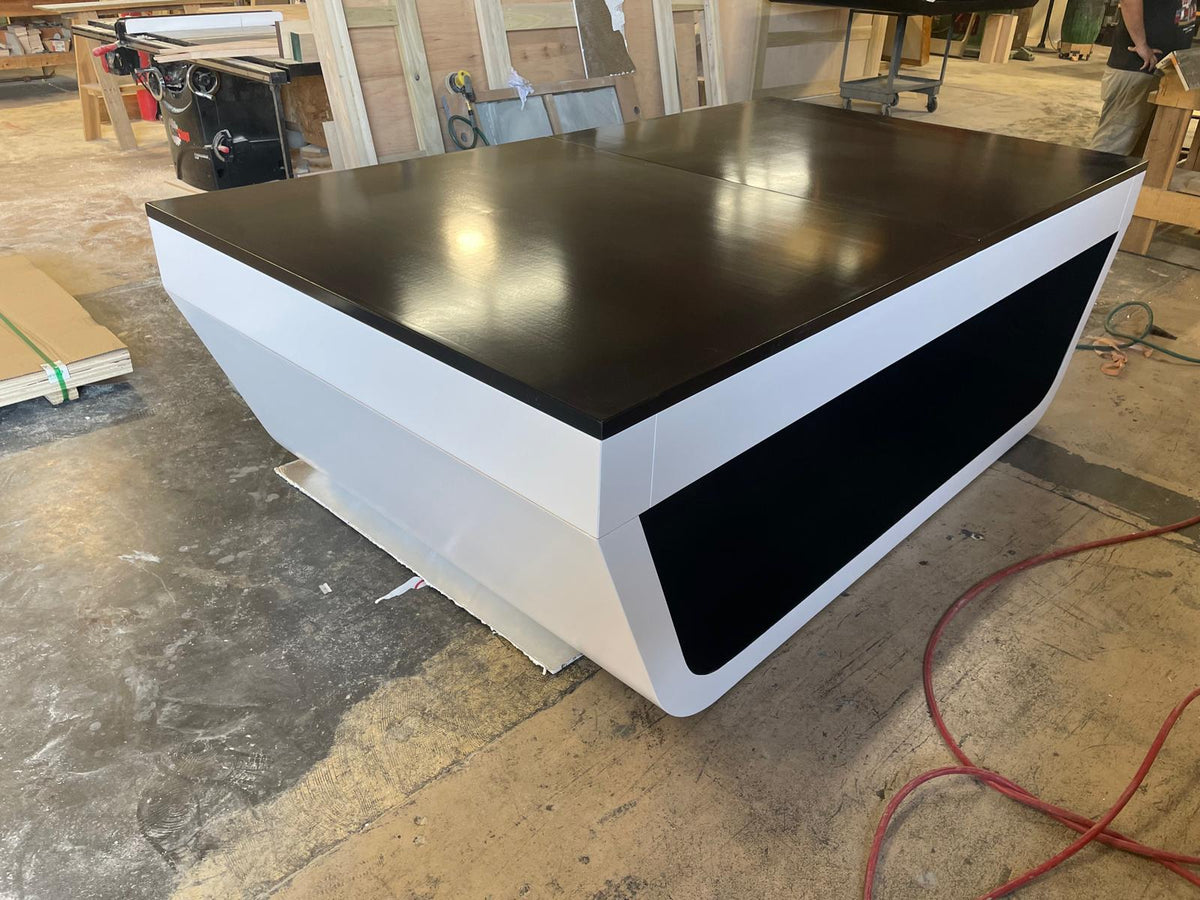 Sofia Modern Luxury Billiards Table – Contemporary Slate Pool Table | Solid Hardwood Frame | 3-Piece Precision Slate | Leather Drop Pockets | Matte or High-Gloss Finish.