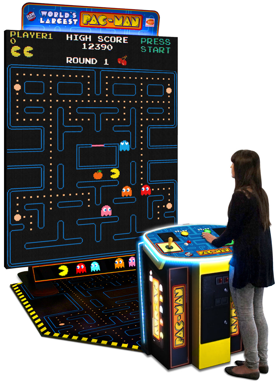 Namco World’s Largest Pac-Man Arcade Game – 108&quot; LED Billboard Display | 1-2 Player Co-Op | Includes Galaga | Custom Advertising | Raw Thrills &amp; Bandai Namco.