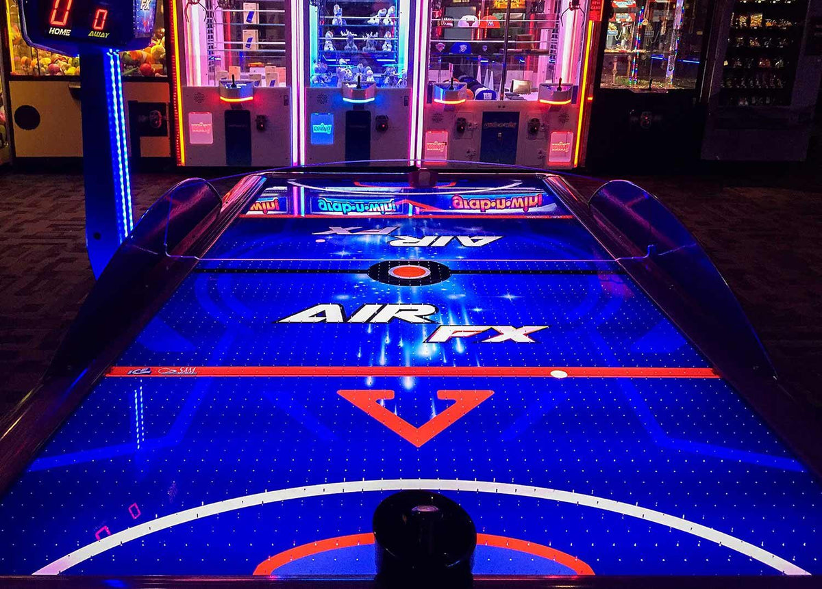 Air FX Full Size Air Hockey Table – 8&#39; LED Lighted Playfield | ½&quot; Thick Surface | Commercial-Grade Arcade Game | Modern Design | Coin-Op Option