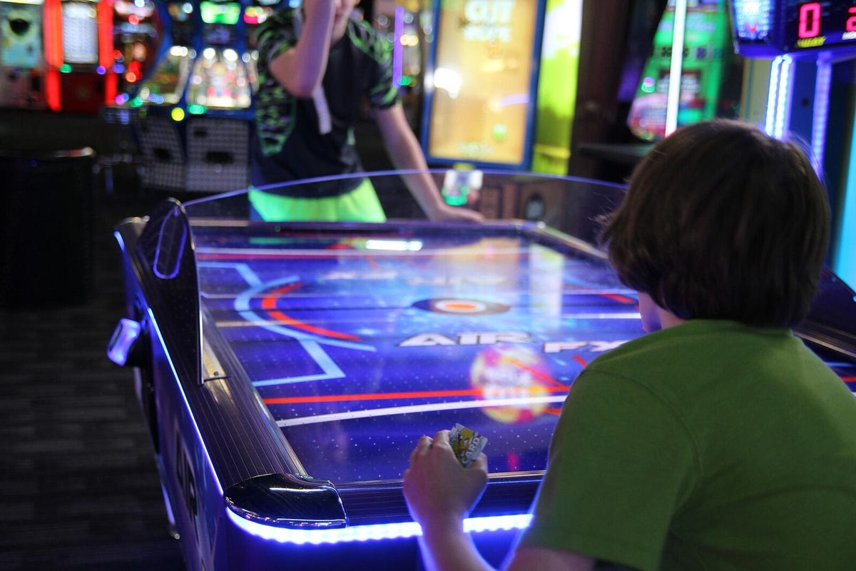 Air FX Full Size Air Hockey Table – 8&#39; LED Lighted Playfield | ½&quot; Thick Surface | Commercial-Grade Arcade Game | Modern Design | Coin-Op Option