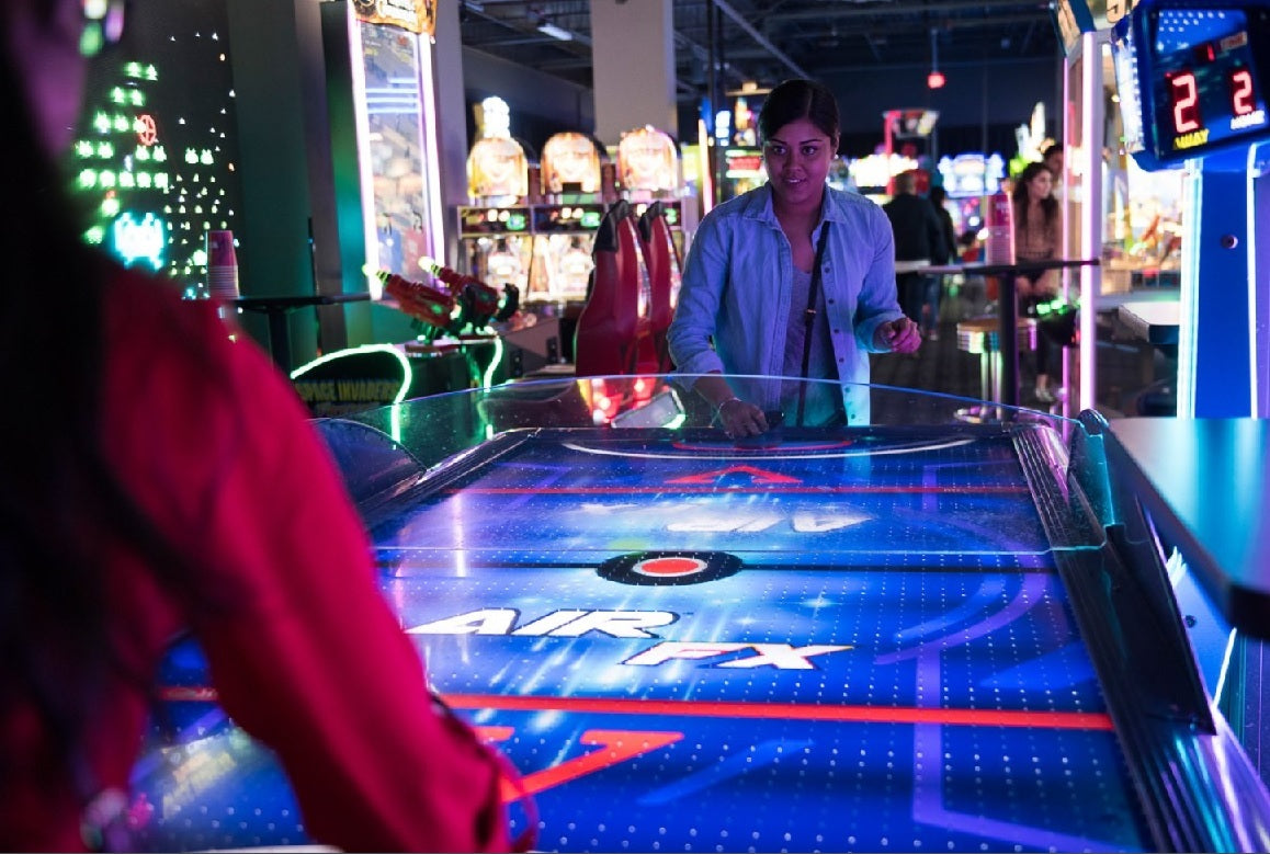 Air FX Full Size Air Hockey Table – 8&#39; LED Lighted Playfield | ½&quot; Thick Surface | Commercial-Grade Arcade Game | Modern Design | Coin-Op Option