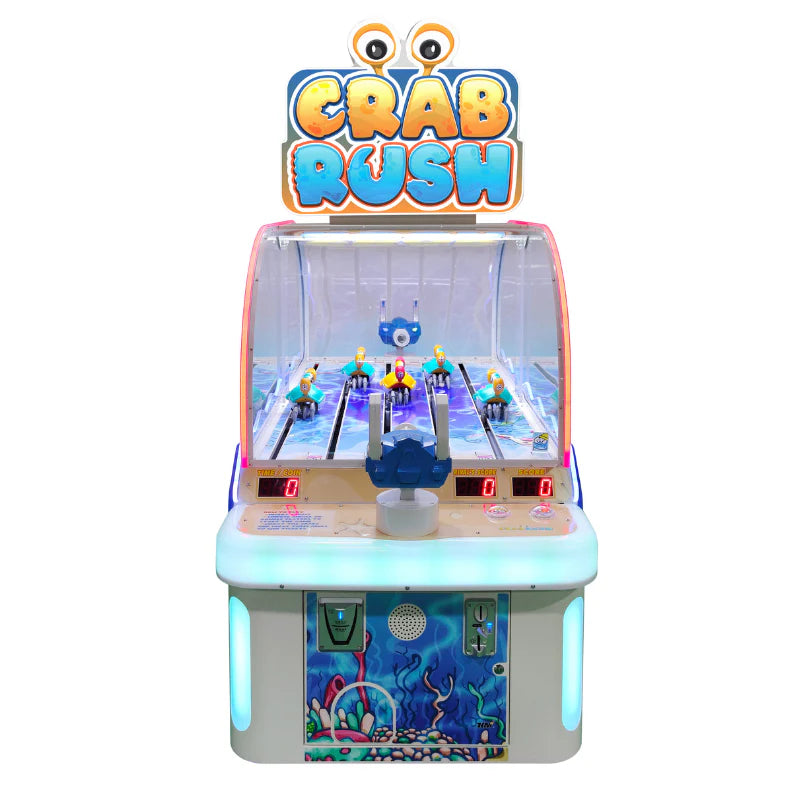 Bandai Namco Crab Rush Arcade Game – 2 Player Electro-Mechanical Ticket Redemption | Moving Crab Targets | Kid-Friendly Shooter | Under-the-Sea Theme.