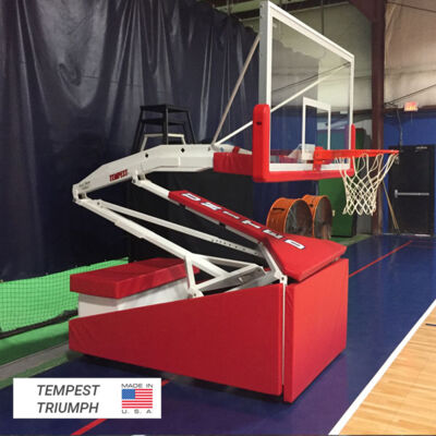 Tempest Triumph Portable Basketball Goal - 72" Tempered Glass Backboard, 66" Extension & Pro Safety Padding.