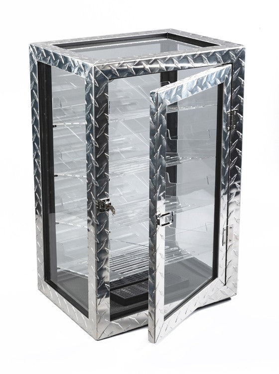 250 Cigar Count Industrial Glass Cigar Display Cabinet – Diamond Plate.