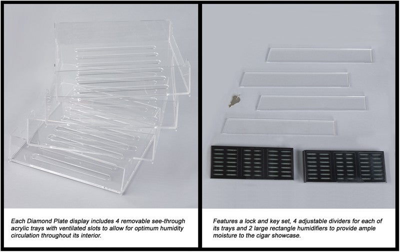 250 Cigar Count Industrial Glass Cigar Display Cabinet – Diamond Plate.