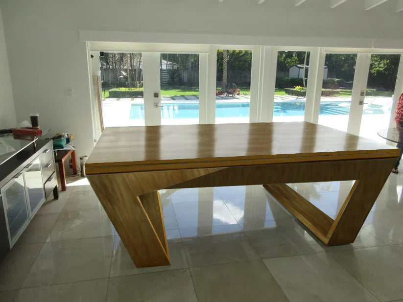 Valenti Luxury Billiards Table – Modern Minimalist Pool Table | Hand-Rubbed Lacquer Finish | Tuscany Leather Drop Pockets | Customizable Design.