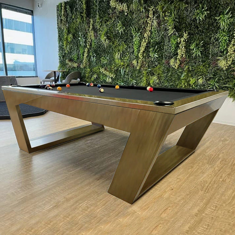 Valenti Luxury Billiards Table – Modern Minimalist Pool Table | Hand-Rubbed Lacquer Finish | Tuscany Leather Drop Pockets | Customizable Design.