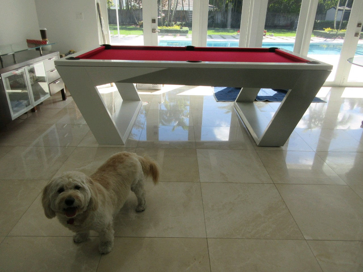 Valenti Luxury Billiards Table – Modern Minimalist Pool Table | Hand-Rubbed Lacquer Finish | Tuscany Leather Drop Pockets | Customizable Design.