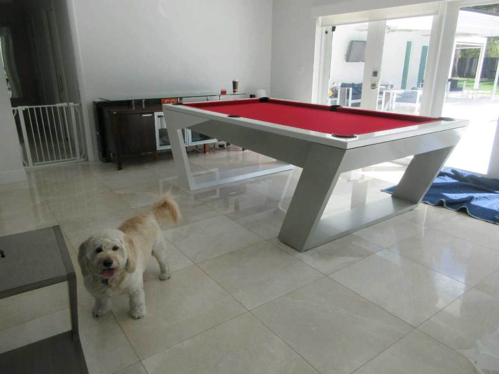 Valenti Luxury Billiards Table – Modern Minimalist Pool Table | Hand-Rubbed Lacquer Finish | Tuscany Leather Drop Pockets | Customizable Design.