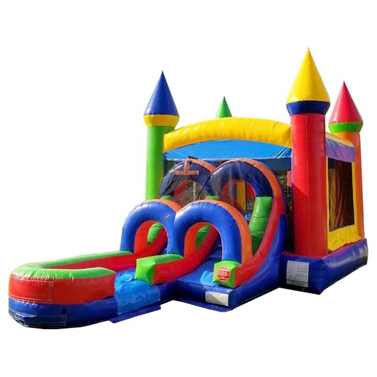 Kids Modern Rainbow Water Slide Bounce House Combo with Blower