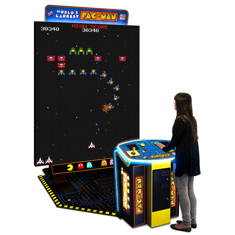 Namco World’s Largest Pac-Man Arcade Game – 108&quot; LED Billboard Display | 1-2 Player Co-Op | Includes Galaga | Custom Advertising | Raw Thrills &amp; Bandai Namco.