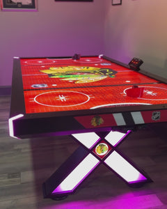 Home Air FX Pro 8' Air Hockey Table – LED Backlit Playfield | Powder Coated Steel & Hardwood Accents | Programmable LEDs | Arcade-Quality | Made in USA.