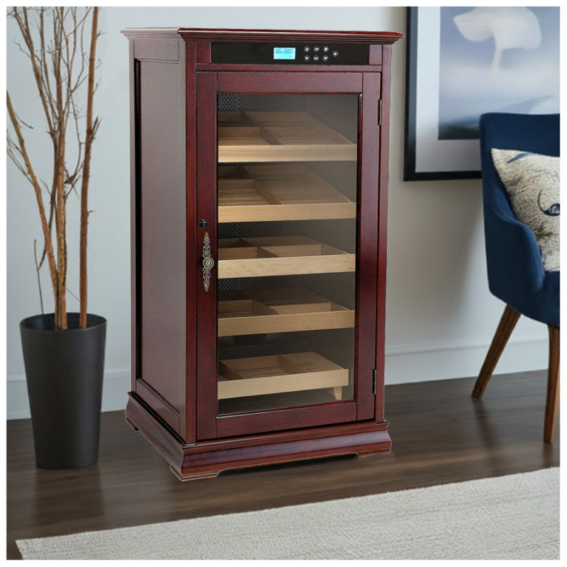 1250 Modern Cigar Count Dark Cherry Electric Cigar Humidor – Redford Series.