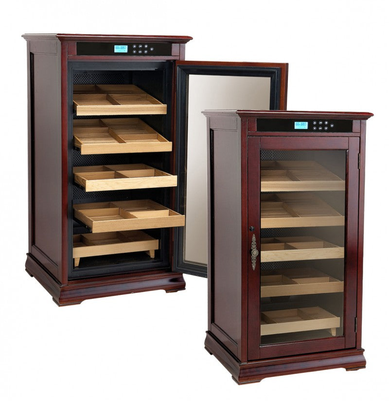1250 Modern Cigar Count Dark Cherry Electric Cigar Humidor - Redford Series.