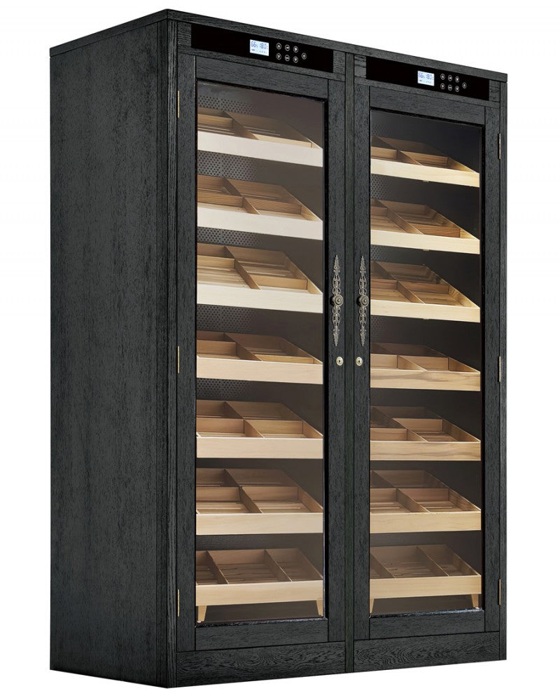4000 Cigar Count Black Oak Cigar Humidor Cabinet - Reagan Lite.