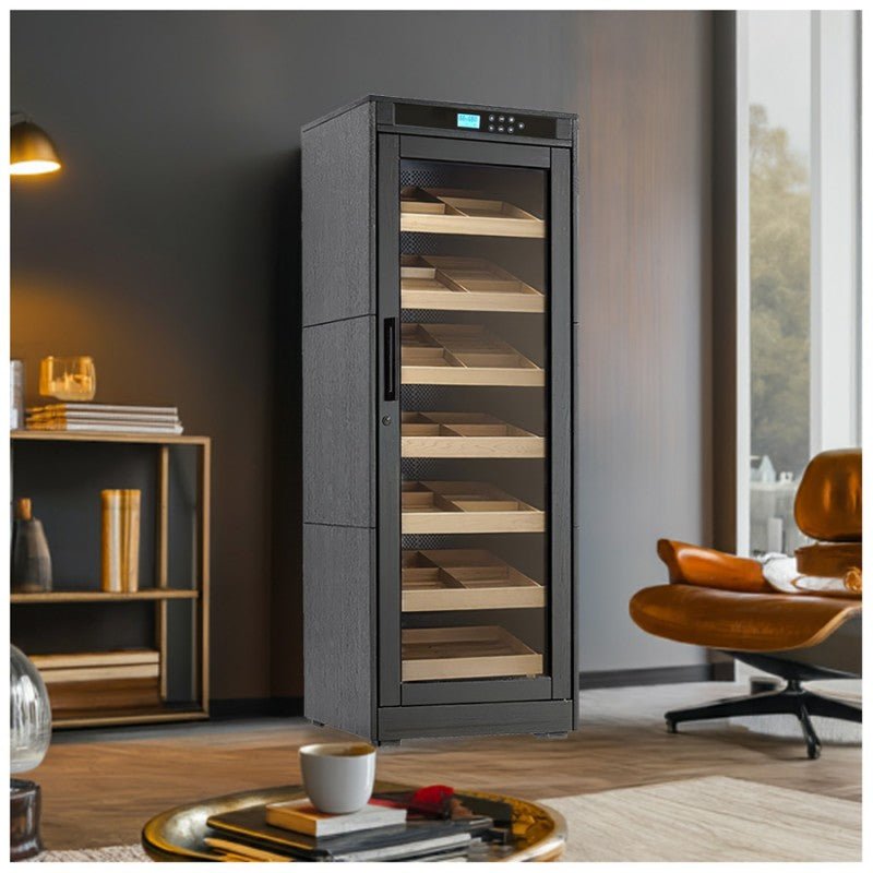 2000 Cigar Count Black Electric Cigar Humidor Cabinet - Remington Lite Series by Prestige Import Group - Humidor