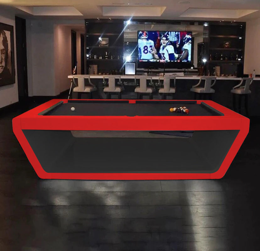 Sofia Modern Luxury Billiards Table – Contemporary Slate Pool Table | Solid Hardwood Frame | 3-Piece Precision Slate | Leather Drop Pockets | Matte or High-Gloss Finish.