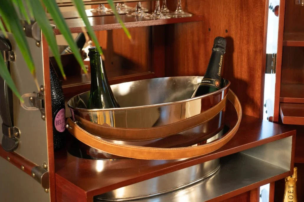 Authentic Models Mahogany Champagne Luggage Bar.