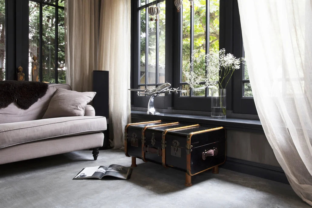 Stateroom Trunk Coffee Table by Authentic Models, Black.