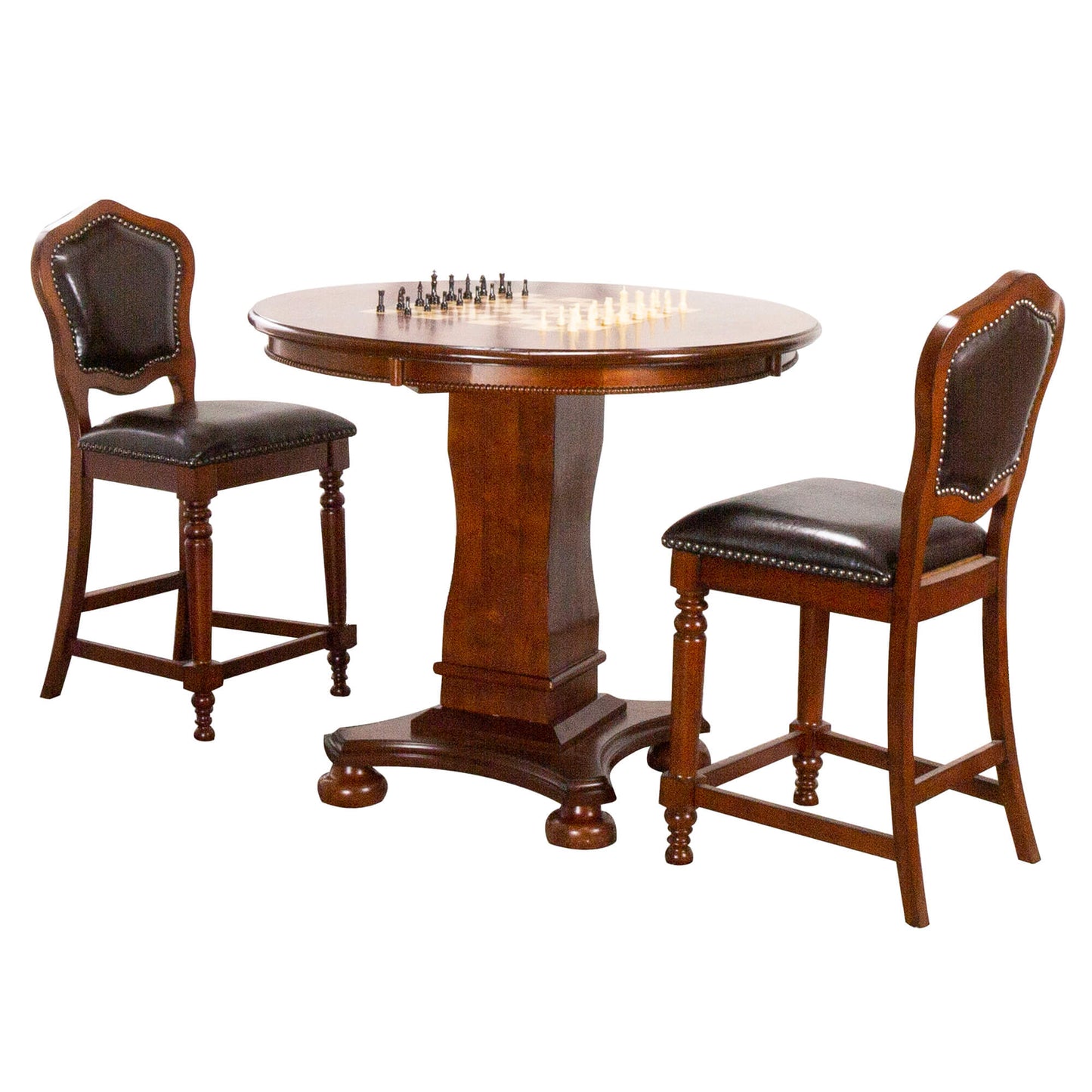 Bellagio 42" Round 3-in-1 Reversible Dining, Chess & Poker Pub Table w/Stools - Planet Game Rooms