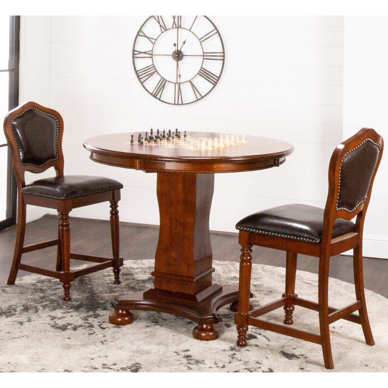 Bellagio 42" Round 3-in-1 Reversible Dining, Chess & Poker Pub Table w/Stools - Planet Game Rooms