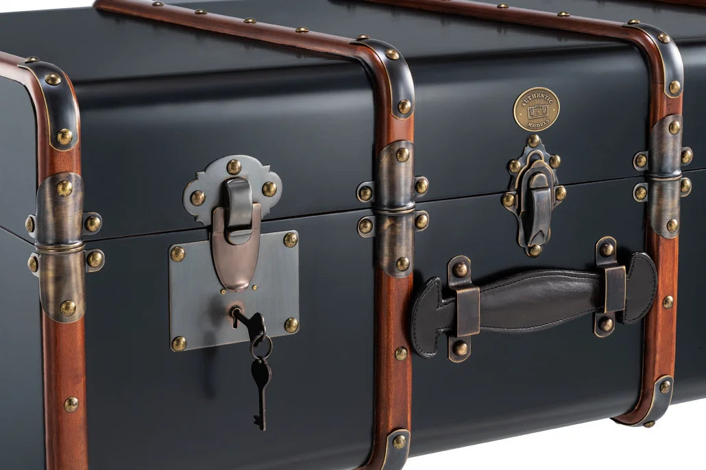 Stateroom Trunk Coffee Table by Authentic Models, Black.