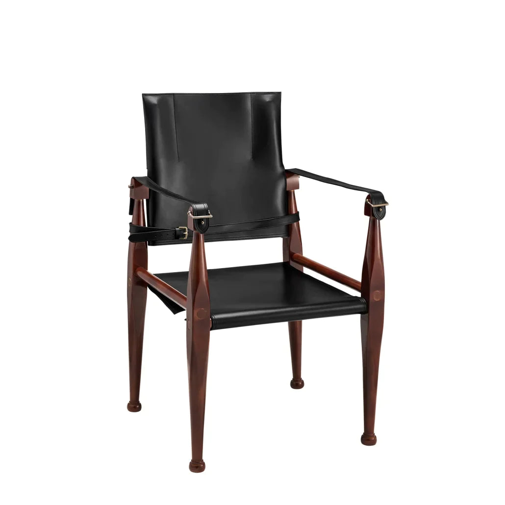 Bridle Leather Campaign Chair by Authentic Models, Black