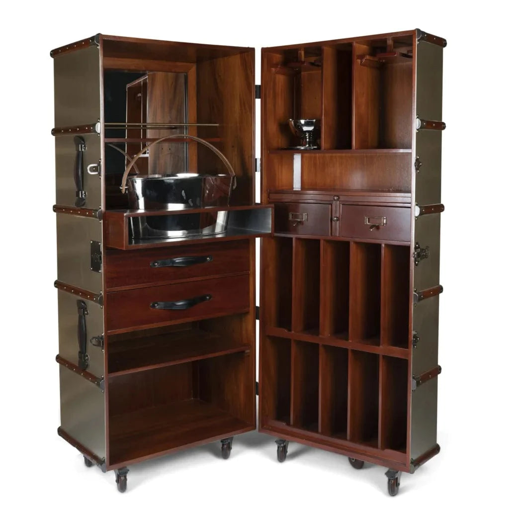 Authentic Models Mahogany Champagne Luggage Bar.