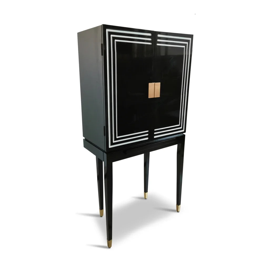 Art Deco Liquor Bar Cabinet by Authentic Models, Black