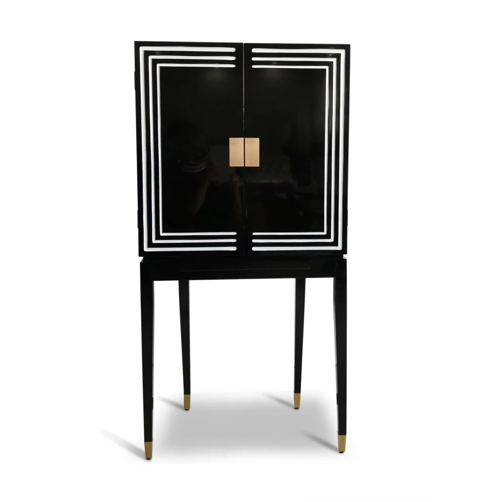 Art Deco Liquor Bar Cabinet by Authentic Models, Black