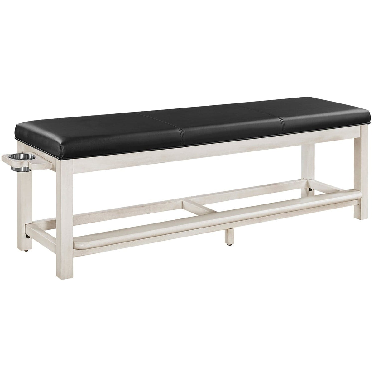 RAM Game Room Spectator Storage Bench w/ Drink Holder - Antique White.