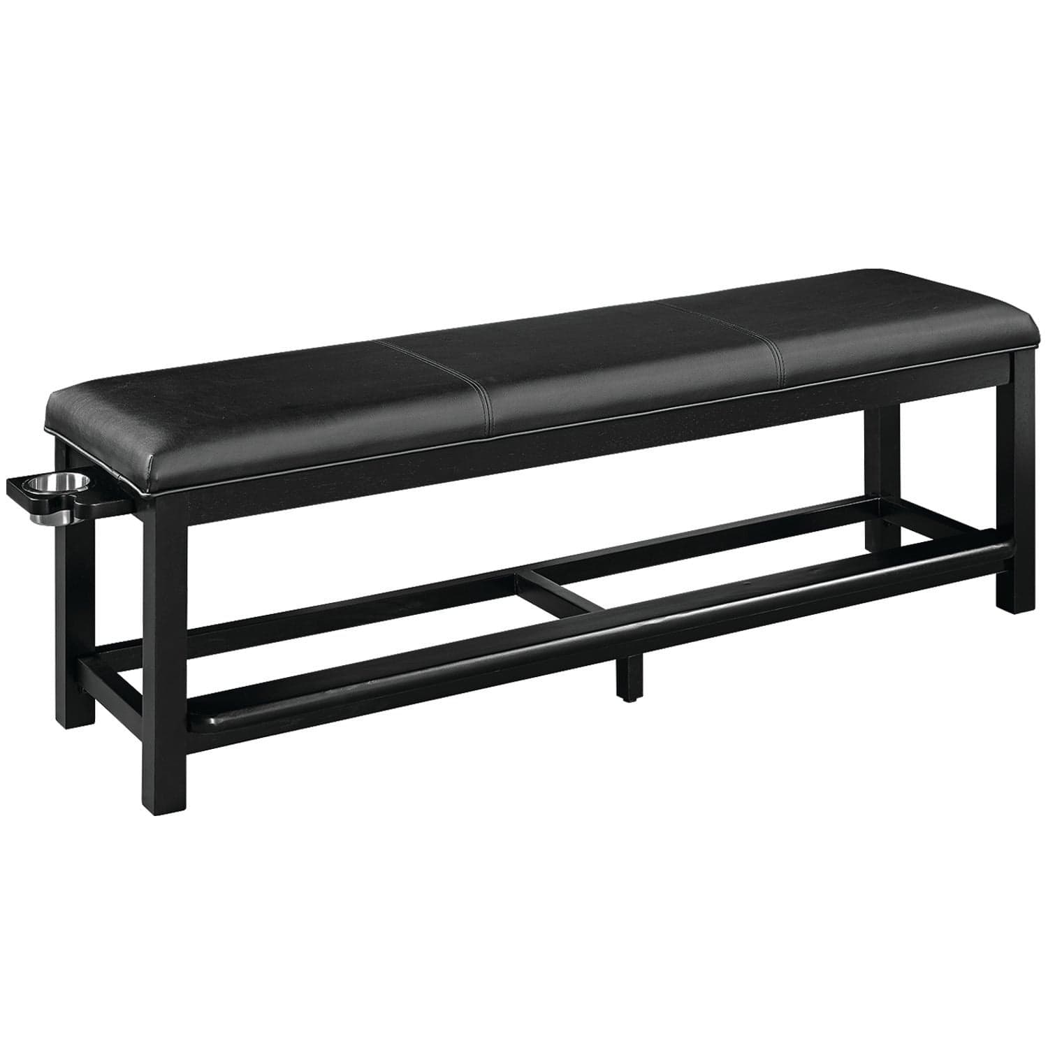RAM Game Room Spectator Storage Bench w/ Drink Holder - Black.