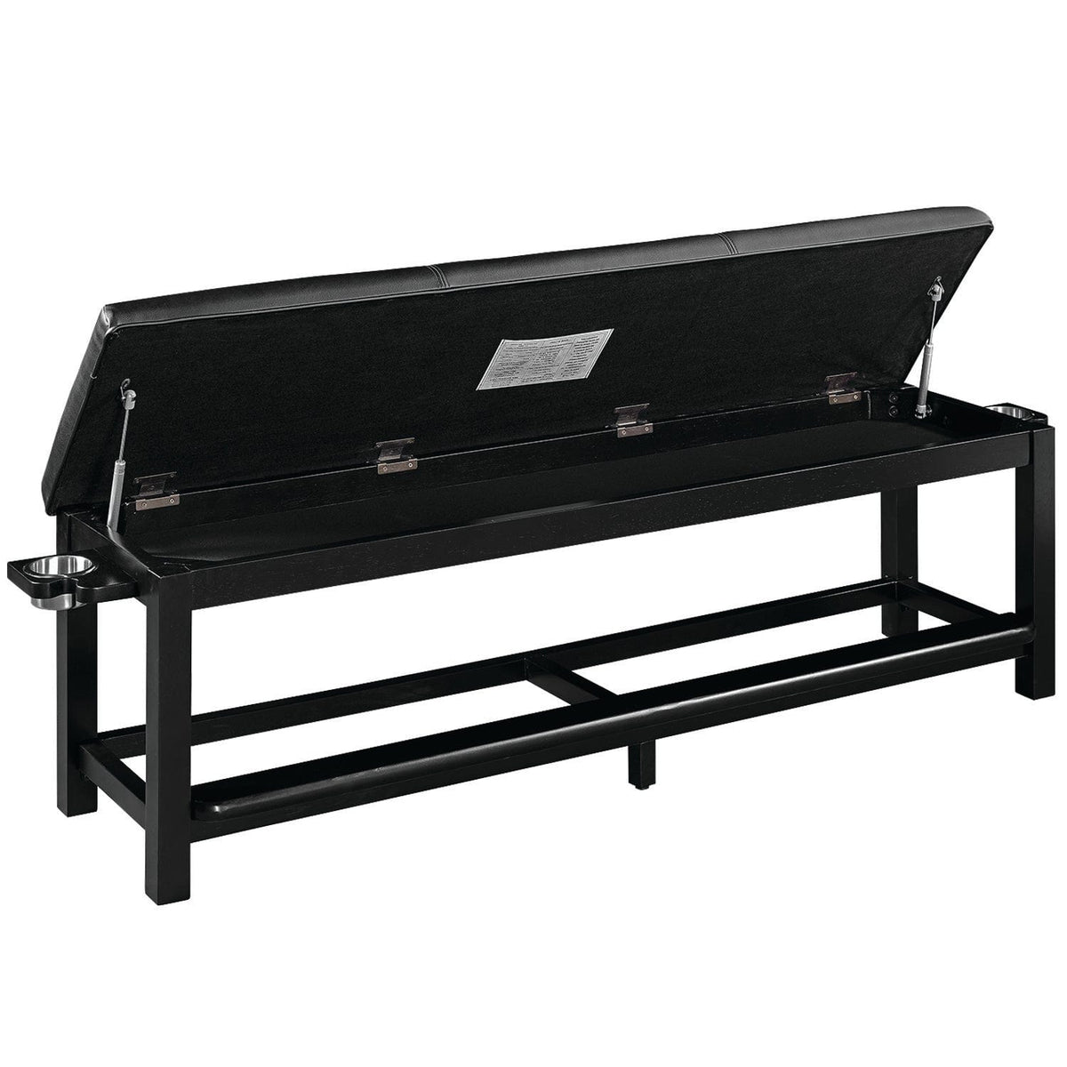 RAM Game Room Spectator Storage Bench w/ Drink Holder - Black.