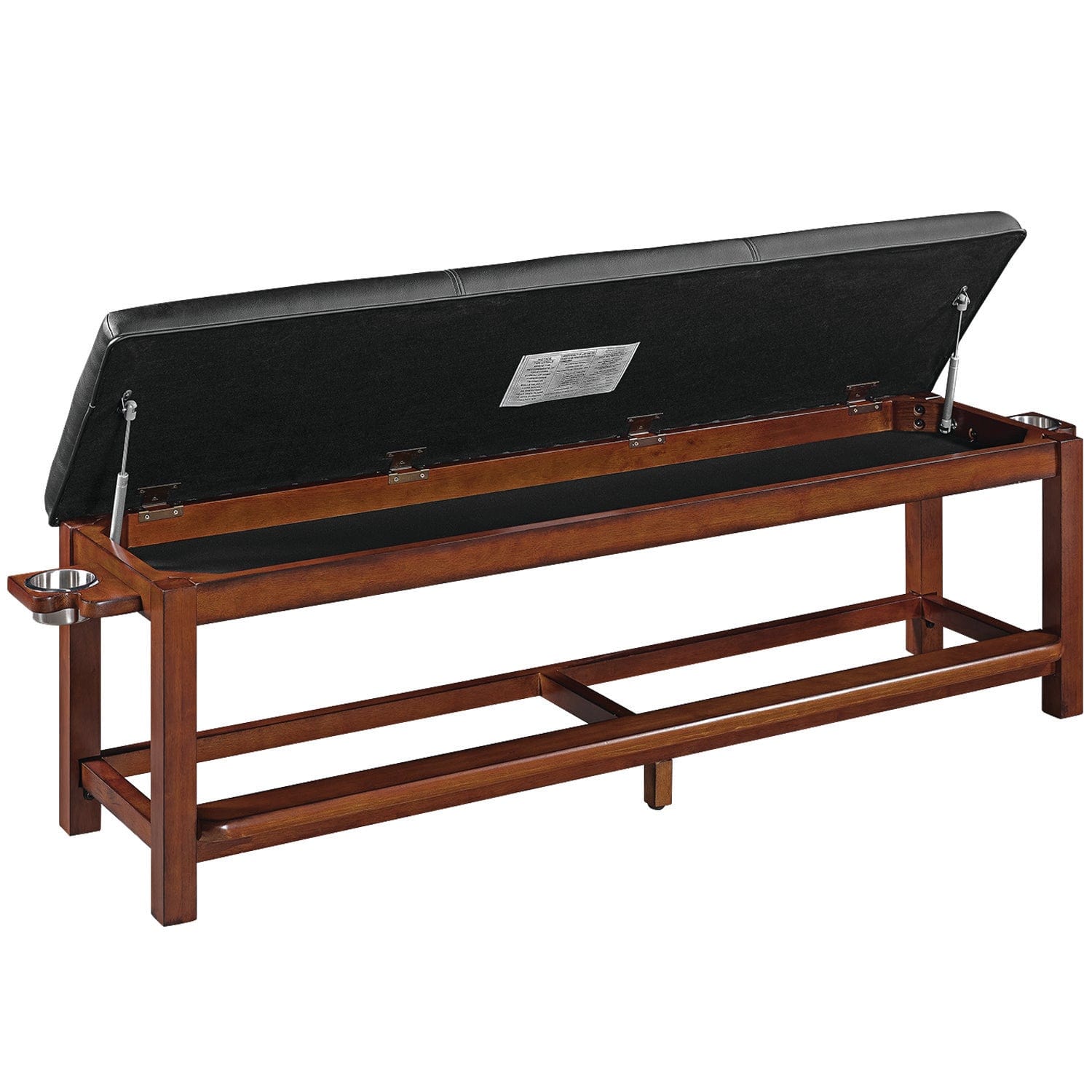 RAM Game Room Spectator Storage Bench w/ Drink Holder - Chestnut.