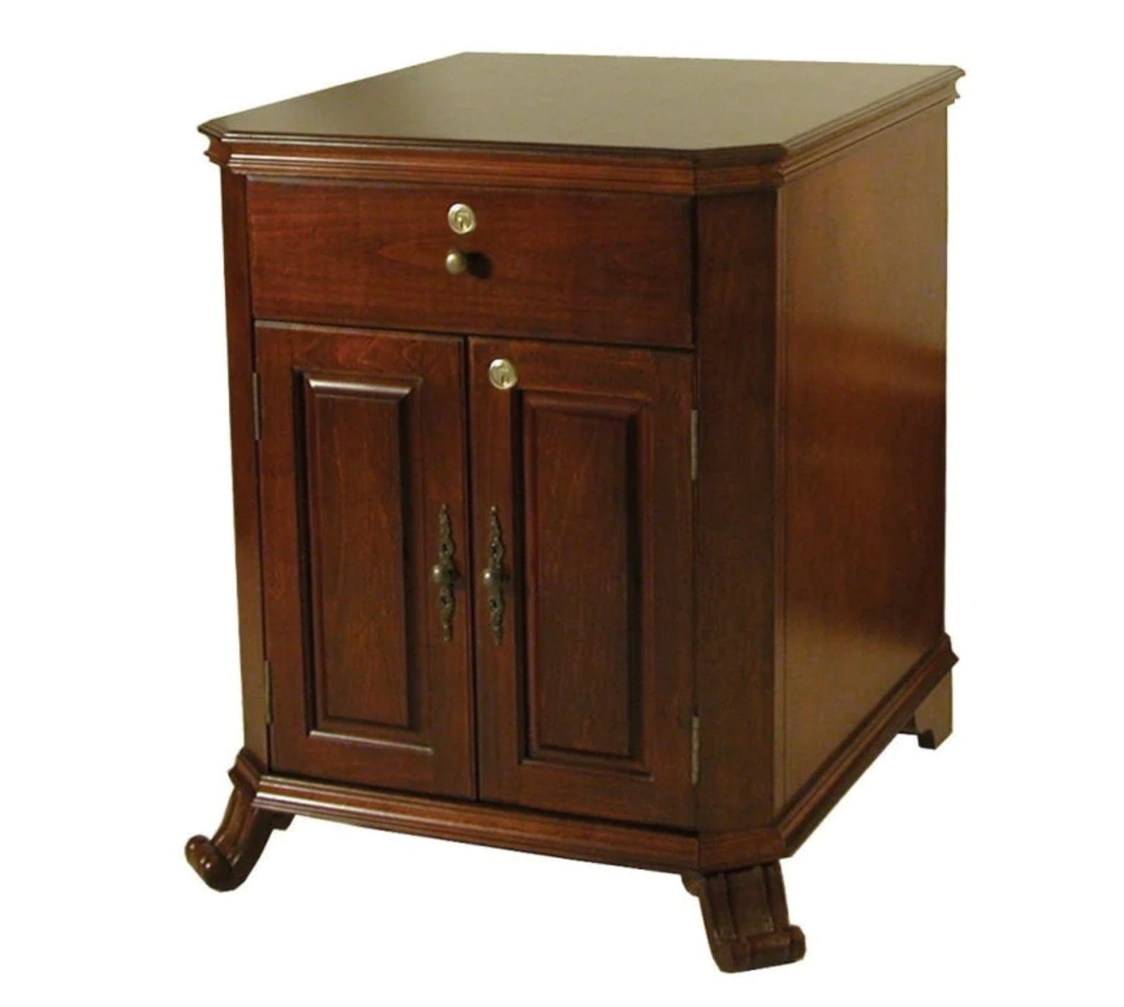 Montegue 1500 Count Cigar End Table Humidor in French Walnut Finish (HUM-MONT CAB).