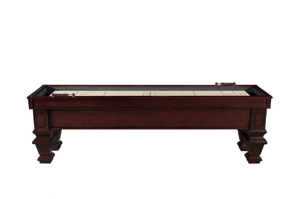 "The Prestige" Shuffleboard by Berner Billiards, Mahogany, 9ft, 12ft.